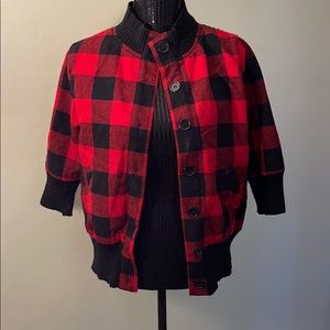 Red and black 3/4 sleeve jacket